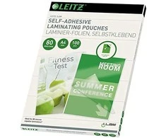 Laminavimo vokeliai Leitz, A4, , 80 mik., lipnūs, 100 vnt
