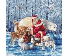 LetiStitch luca S Skaičiuojamas kryželio siuvinėjimo rinkinys "Santa and Friends" 38x38cm SLETIL8082