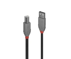 USB Kabelis - LINDY Anthra Line USB 2.0 Type A į B Laidas, 2 m, Juodas