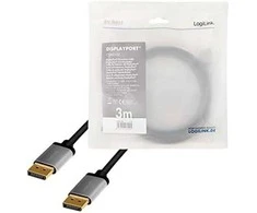 LogiLink DisplayPort 1.2 M/M 3.0m juoda-pilka