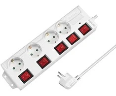 LogiLink 4 lizdai 1,5m balta | jungiklis