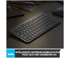 Minimalistinė Belaidė Klaviatūra su apašvietimu Logitech MX Keys Mini, Grafito spalvos, Šveicarų (Qwertz) išdėstymas