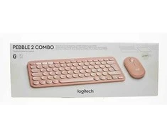 Klaviatūra ir pelė Logitech Pebble 2 Combo for Mac, rožinės spalvos
