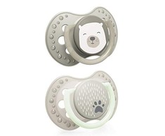LOVI dinaminis silikoninis čiulptukas BUDDY BEAR, 0-3 mėn., 2 vnt., 22/863