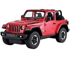 Rastar Nuotoliniu būdu valdomas raudonas Jeep Wrangler Rubicon 1:14 modelis