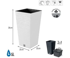 Vazonas PROSPERPLAST Furu Square Baltos sp. 11,4l