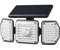 Maclean IP65 saulės šviesos diodų lempa su judesio ir prieblandos iki aušros jutikliu IP65 4W 320lm 4000K ličio jonų 1200 mAh 3 veikimo režimai Prožektorių apsauga Sodo įėjimo HQ
