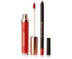 Rinkinys „Makeup Revolution“: „Retro Luxe“ lūpų pieštukas „Regal“, 1 g + „Retro Luxe“ matiniai skysti lūpų dažai „Regal“, 5,5 ml
