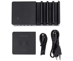 Manhattan Įkroviklis jungiama į tinklą 5x USB i Qi 55W, 1x USB-C, 3x USB-A, Qi