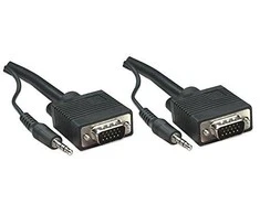 Manhattan Manheteno 10 m SVGA garso kabelis VGA (D-Sub) + 3,5 mm Juoda