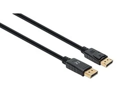 MANHATTAN 8K@60Hz DisplayPort DP 1.4 Cable, 3.0m, Palaiko 4K@144Hz, HDR, Paauksuoti kontaktai, juodas, 355582