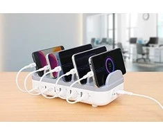 Manhattan įkrovimo stotis, 10x prievadų: 3x USB-C (iki 18W PD) ir 7x USB-A (iki 12W), 120W bendra išvestis, Baltas/Pilkas, Trejų metų garantija, dėžutė