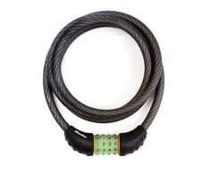 Master Lock Masterlock Pinta plieninė dviračio spyna juodu vinilo apvalkalu su 4 skaitmenų užraktu
