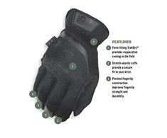 Mechanix Wear Pirštinės Mechanix FastFit® juodos, M dydis. Rauktas rankogalis, 0.6 mm dirbtinė oda, TrekDry®, touchscreen technologija