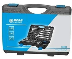 Mega Rinkinys 82 galvučių rinkinys 1/2", 1/4", 4-32 mm su plokščiu raktu 8-22 mm