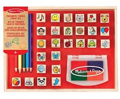 Melissa &amp; Doug Rinkinys Mediniai antspaudai + Kreidelės Antspaudai 26 dizaino MelissaDoug rašalai