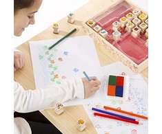 Melissa &amp; Doug Rinkinys Mediniai antspaudai + Kreidelės Antspaudai 26 dizaino MelissaDoug rašalai