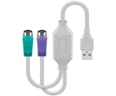 MicroConnect Microconnect USBA2XPS2 kabelis PS/2 0,3 m 2x 6-p Mini-DIN USB A Baltas