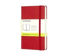 Užrašų knygutė Moleskine Classic 9x14cm, baltais lapais, kietu viršeliu, raudonos spalvos
