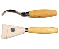 Šaukštų drožinėjimo peilis Morakniv® 163, lenkta geležtė 70x2,5mm. 25mm vidinis skersmuo. Dvigubi ašmenys, beržinė rankena
