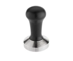 Kavamalė Motta 8170/B tamperė su juoda medine rankena ir nerūdijančio plieno pagrindu, Ø 57 mm