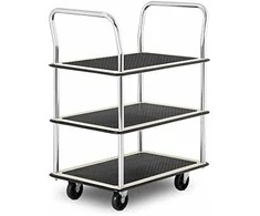 MSW Transportavimo lentynų vežimėlis su rankenomis, 3 lentynos iki 150 kg, 72 x 43 cm
