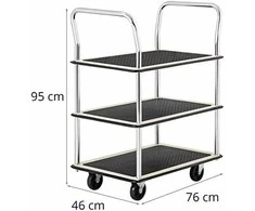 MSW Transportavimo lentynų vežimėlis su rankenomis, 3 lentynos iki 150 kg, 72 x 43 cm