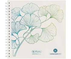 Herlitz Spiralblock 14,8x14,8 100Bl.punktiert GREENlineGinkg*