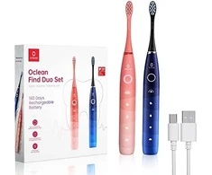 Dantų šepetėlis Oclean "Flow Find Duo Sonic" šepetėlių rinkinys raudona - mėlyna 2 vnt.