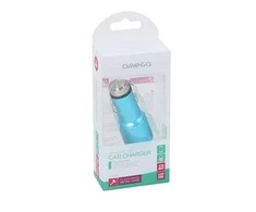 Omega automobilinis įkroviklis 2xUSB 2100mA metalinis, mėlynas (43343)