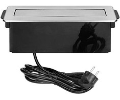 Orno Lizdas meblowe wysuwane su blatu su płaskim frezowanym rantem, ładowarką USB i przewodem 2m, 3 gniazda typ F, 2 x USB (Typ A + C 3,1A; QC 3.0), 3x1,5mm-, juoda-Sidabrinė, INOX, wesja Schuko