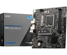 Pagrindinė plokštė MSI | PRO H610M-G | Procesorių šeima Intel | Procesoriaus lizdas LGA1700 | DDR5 | Palaikomos standžiojo disko sąsajos SATA, M.2 | SATA jungčių skaičius 4