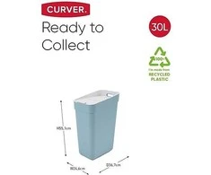 Šiukšlių dėžė CURVER READY, šv.mėlynos sp., 36,7 x 24,6 x 55,1 cm, 30 l
