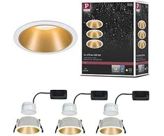 Paulmann LED įleidžiama apvali lubinė šviestuvo kolekcija Cole, 3 × 6,5 W, balta ir matinė aukso, 2700 K, komplektas