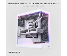 „Phanteks NV5 Premium DRGB“ rinkinys + maitinimo šakotuvas, 3 išoriniam rėmui, 1 pagrindinės plokštės kabelio dangtelis – baltos spalvos