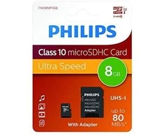 „Philips Micro SDHC“ kortelė 8 GB, 10 klasės, UHS-I, U1, su adapteriu