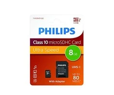 „Philips Micro SDHC“ kortelė 8 GB, 10 klasės, UHS-I, U1, su adapteriu