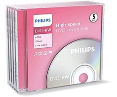 „Philips“ DVD-RW 4,7 GB 5 vnt. dėklas, 4 folijos dėklas