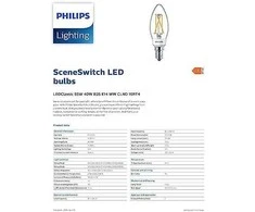 LED lemputė Philips Fil B35, 5W, E14, WW, 470-190-50lm