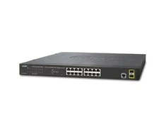 Šakotuvas Planet GS-4210-16T2 jungiklis, L2/L4, 16x 1000Base-T, 2x SFP, Web/SNMPv3, VLAN, QoS, IPv6, be ventiliatoriaus