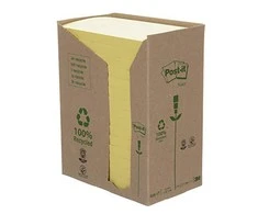 Ekologiškas lipdukų bloknotas „Post-it TOWER“, 76 x 127 mm, pastelinės geltonos spalvos, 16 vnt. po 100 lapų (3M0282)