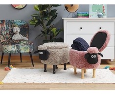 Beliani Gyvūno formos pufas su daiktadėže SHEEP rožinis avinėlis