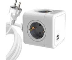 „MicroConnect“ – 4 krypčių „Schuko“, 2 USB prievadų maitinimo blokas – su 1,5 m laidu