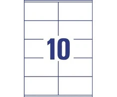 Lipnios etiketės Avery Europe, A4, 105x57mm, 10 etikėčių lape, 100 lapų, baltos spalvos