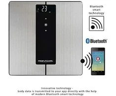 Virtuvinės svarstyklės ProfiCare 9 viename diagnostinės svarstyklės PC-PW 3008 BT (nerūdijančio plieno / juodos, su „Bluetooth“)