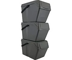 Prosperplast Rinkinys „Sortibox“ 3x25L pilkų atliekų rūšiavimo konteinerių rinkinys ISWB25S3