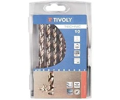 Grąžtas Tivoly Metalo grąžtų rinkinys HSS-Co pilnai šlifuoti Clipster PRO 10vnt Ø1-10mm 5% kobalto