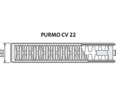 Radiatorius PURMO CV 22 200-, 1200, pajungimas apačioje (be laikiklių)
