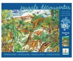 Djeco Dėlionė + brošiūra - Dinozaurai (100 detalių) ( DJ07424 )