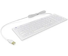 Klaviatūra „KeySonic Industrie-TAS“, silikoninis, IP68, baltas, KSK-6031INEL-WH(DE)